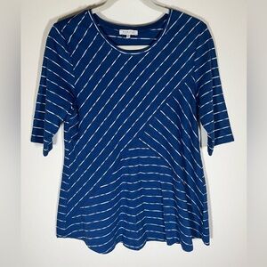 Habitat bright blue white striped swing top sz XS outdoor comfy relaxed